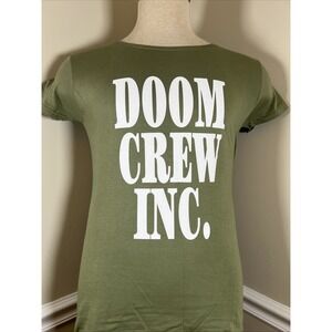 Doom Crew Inc Women's Short Sleeve Army Green TShirt Size Medium Metal Band Tee